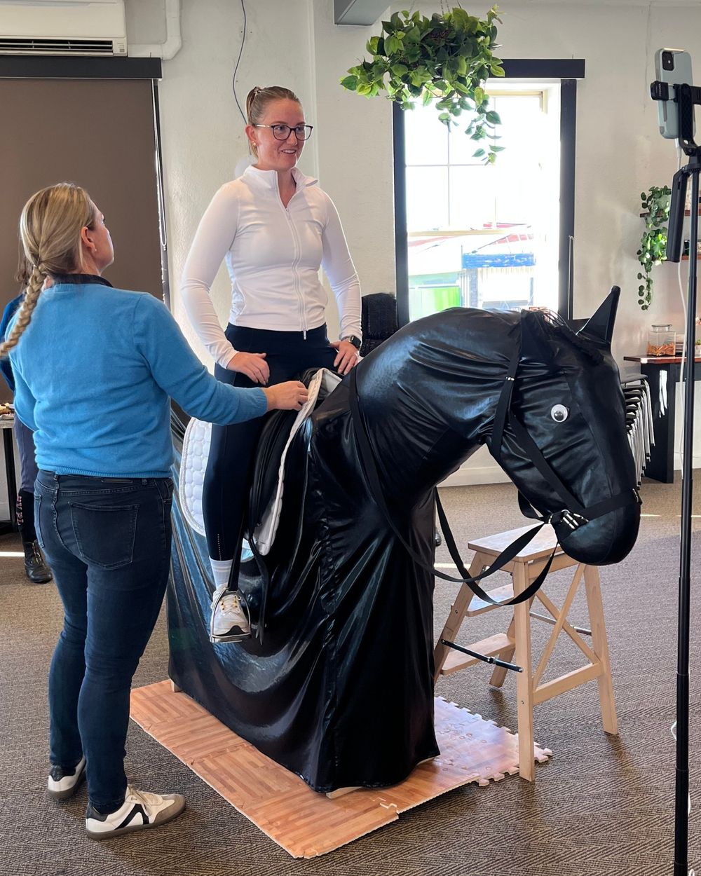 Rider working on the SeatIQ simulator